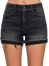 Load image into Gallery viewer, Washed Black Denim Shorts
