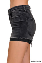 Load image into Gallery viewer, Washed Black Denim Shorts
