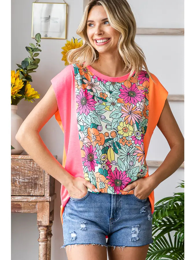 Neon Floral Top