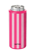 Load image into Gallery viewer, Pink and Hot Pink Striped Slim Can Cooler
