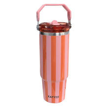 Load image into Gallery viewer, Pink and Orange Striped 30 Oz Cabana Tumbler

