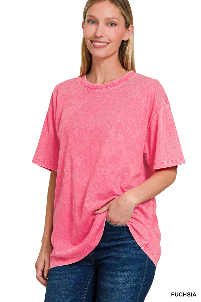 Acid Washed Short Sleeve Top