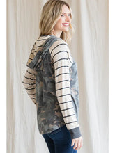 Load image into Gallery viewer, Camo/Striped Hoodie
