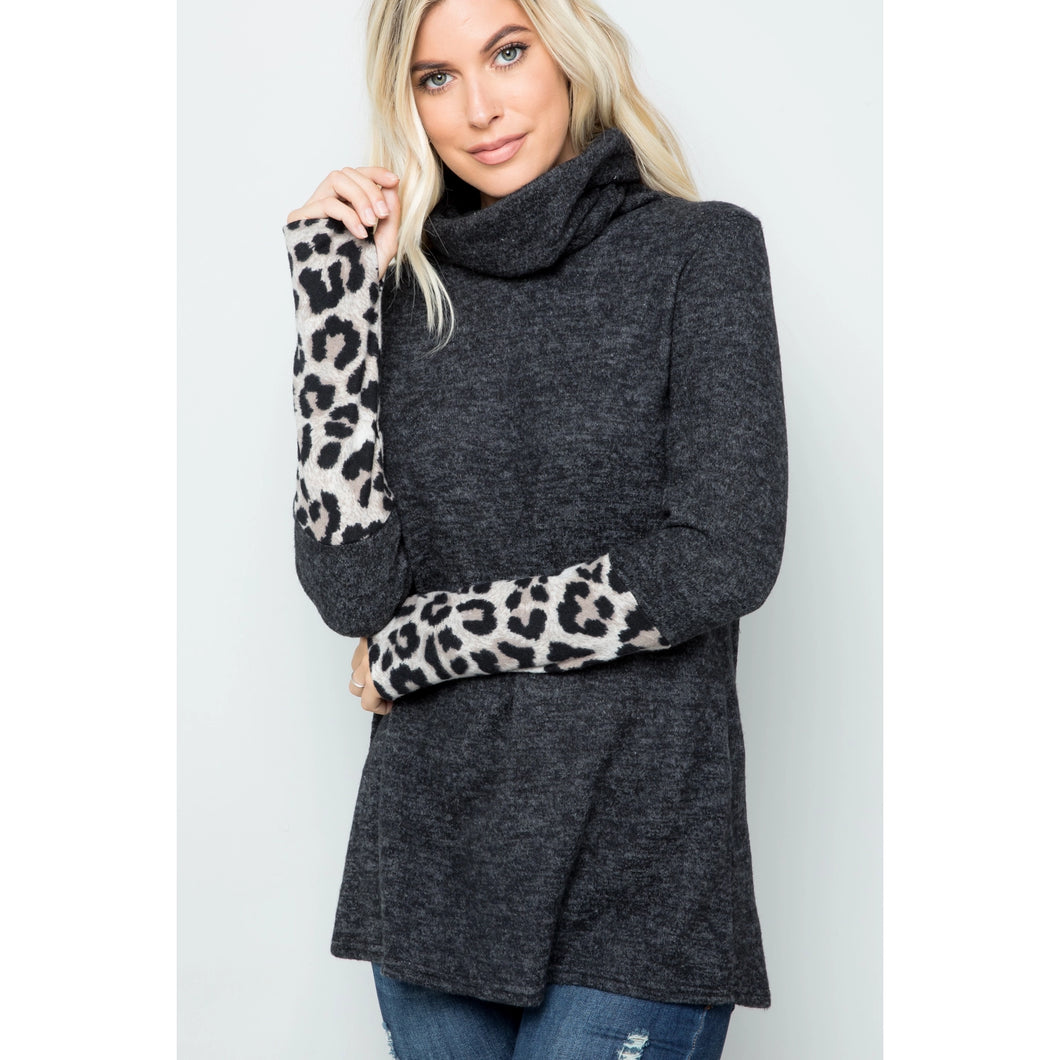 Leopard Mock Neck Top