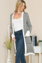 Load image into Gallery viewer, Striped Midi Open Cardigan
