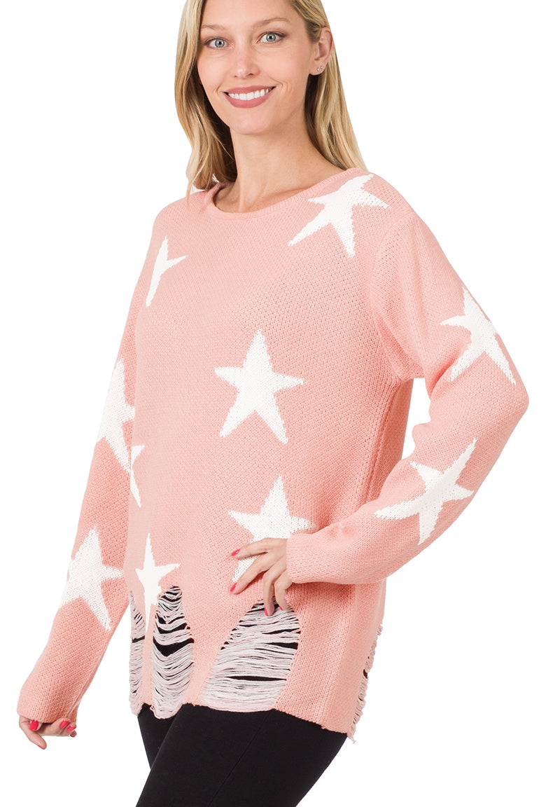 Distressed Star Sweater