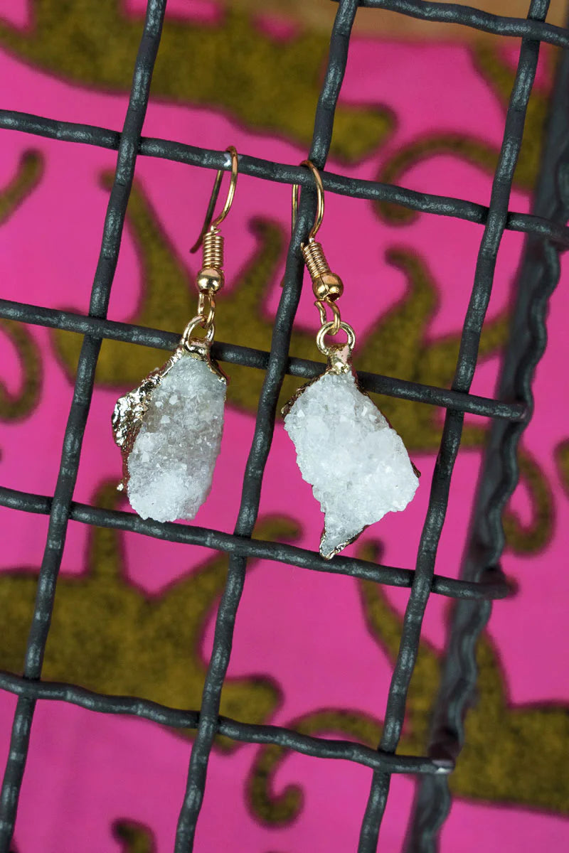 White Druzy Earrings