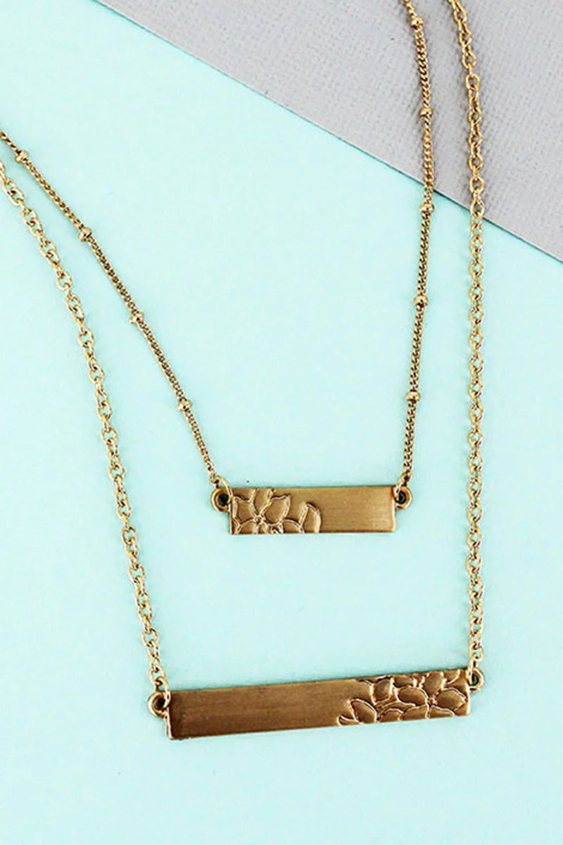 Floral Double Bar Necklace