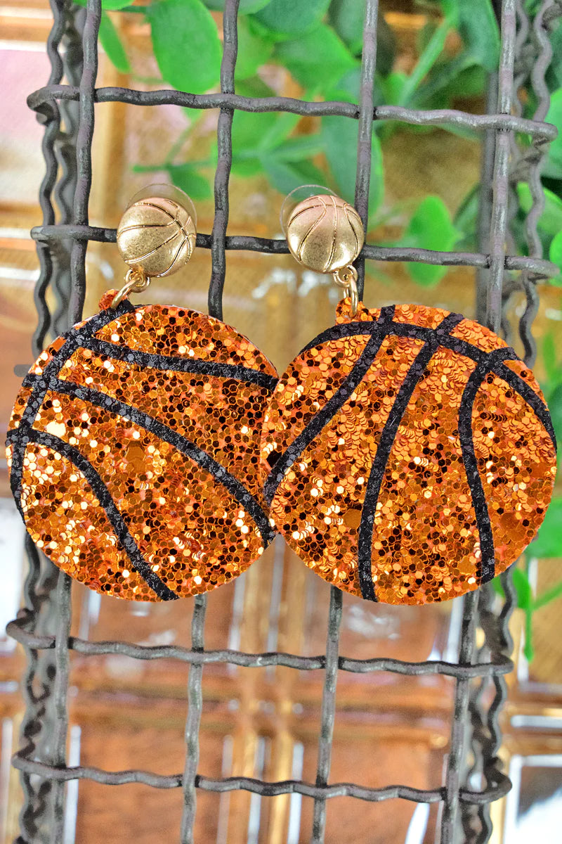 Glitter Basketball Earrings