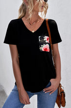 Load image into Gallery viewer, Black Floral Pocket Tee
